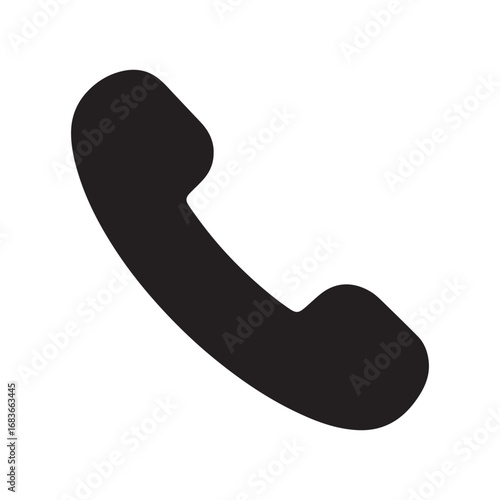 Black telephone handset communication icon