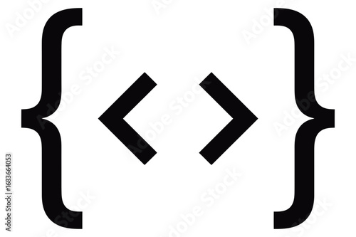 Illustration of curly braces enclosing angle brackets representing code or programming syntax