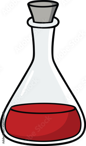 Elegant glass decanter empty with stopper vector illustration scalable graphic transparent background