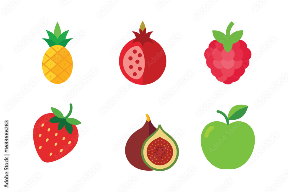 Fototapeta premium Assorted fruit collection isolated on white background