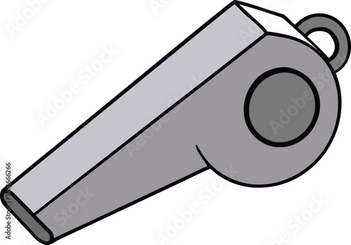 Silver metal whistle vector illustration for sports and coaching eps format transparent background
