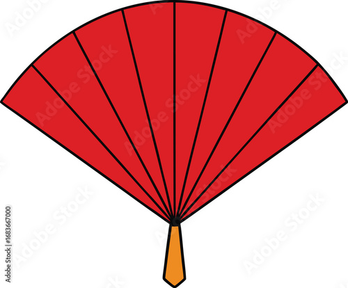 Elegant red silk folding fan vector illustration for asian culture and celebrations transparent background