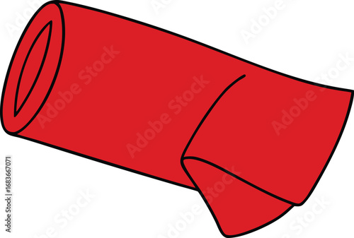 Red silk scarf folded smoothly elegant fabric accessory vector illustration transparent background