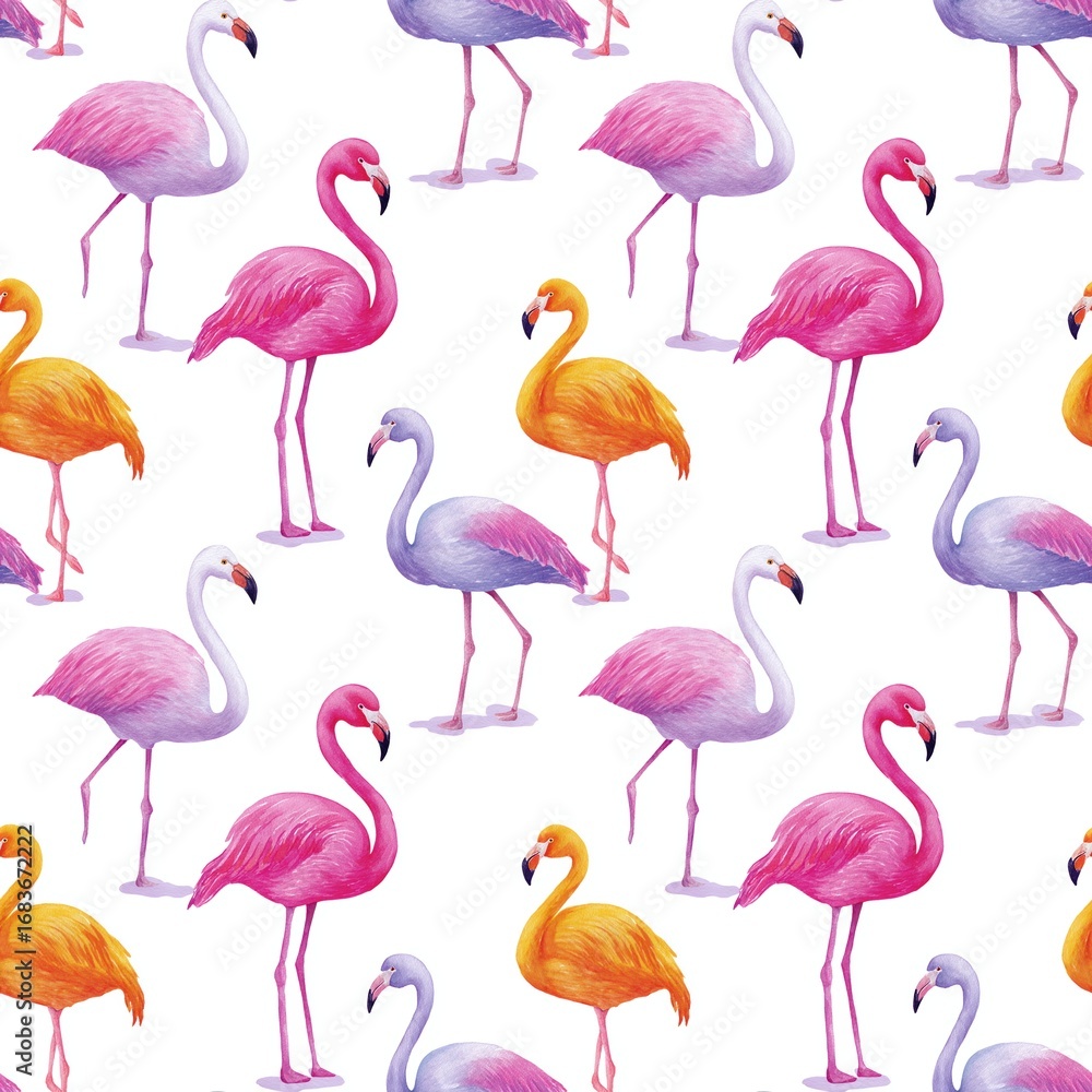 Fototapeta premium Colorful Flamingo Pattern for Creative Designs, endless seamless texture rapport element