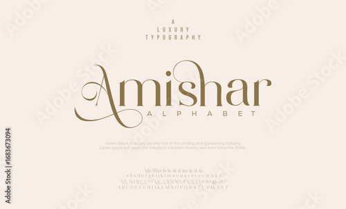Amishar luxury fashion font alphabet logo. Typography beauty fashion elegant minimalist serif italic fonts decorative wedding vintage retro logos. vector illustration
