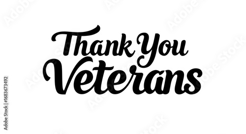 Thank You Veterans poster in bold typography on  transparent background, Veterans Day
