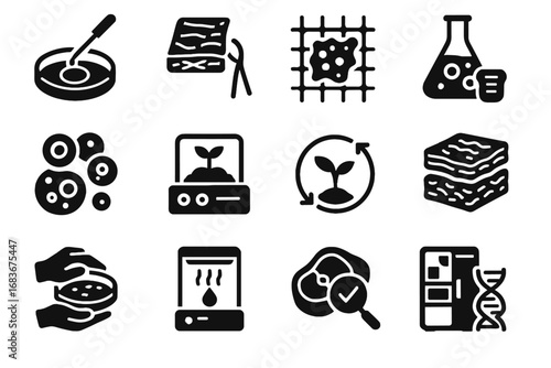 Agriculture layering synthetic icons vector cell harvesting icon safety cellular gene cycle