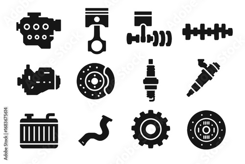 Transmission icon brake gear vector plug camshaft icons engine mechanic ai disc