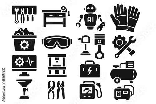 Drain spare icon ai hydraulic press workspace vector tool battery oil mechanic