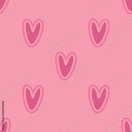 Vector heart background. Geometry pattern batik graphic. Hand drawn doodle painting. Design illustration brush stroke. Seamless art backdrop. Monochrome. Saint Valentine concept