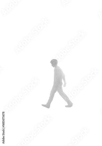 Gray silhouette of a person walking