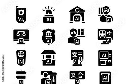 Transport translator multilingual service library police signage vector icon city ai