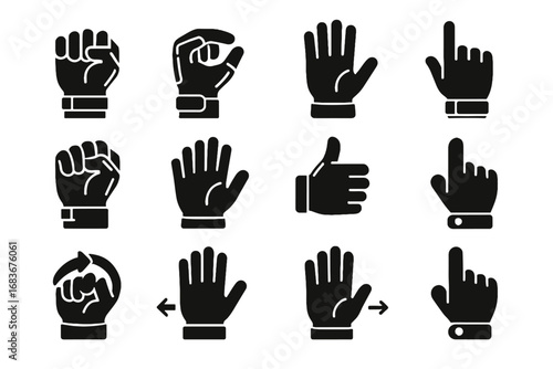 Fist palm tap gesture index icon haptic pointing pose vector open wave