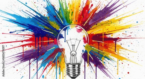 Bright Idea Splashing Colors Concept Illustration