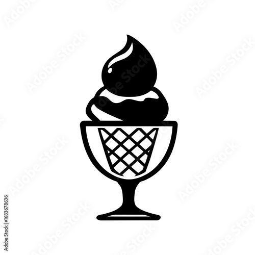 A tasty vector illustration of a chocolate ice cream cone with a cherry on top