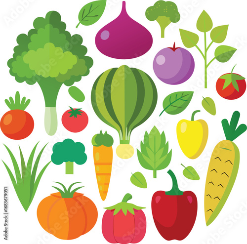 Transparent Fresh Vegetables Vector Set Illustration