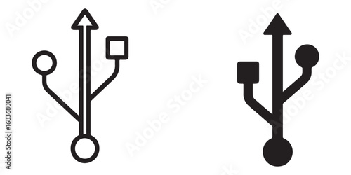 Universal Serial Bus Connection Symbol Icons Vector