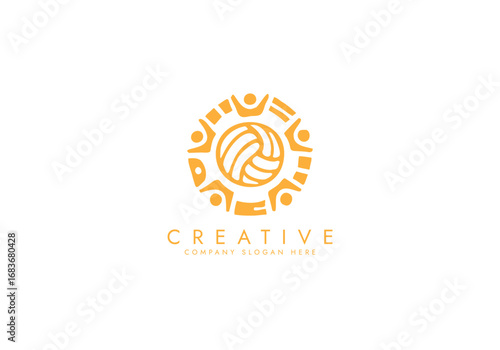 Volleyball Logo for Sports Branding,Volleyball Teamwork Logo vector design 