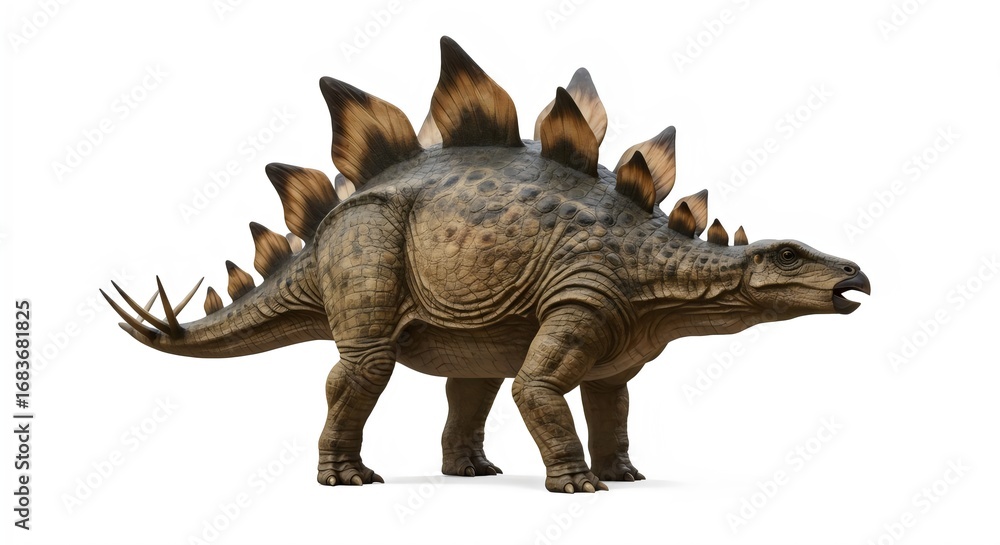 Fototapeta premium Jurassic Park-Inspired Stegosaurus Isolated On White Background
