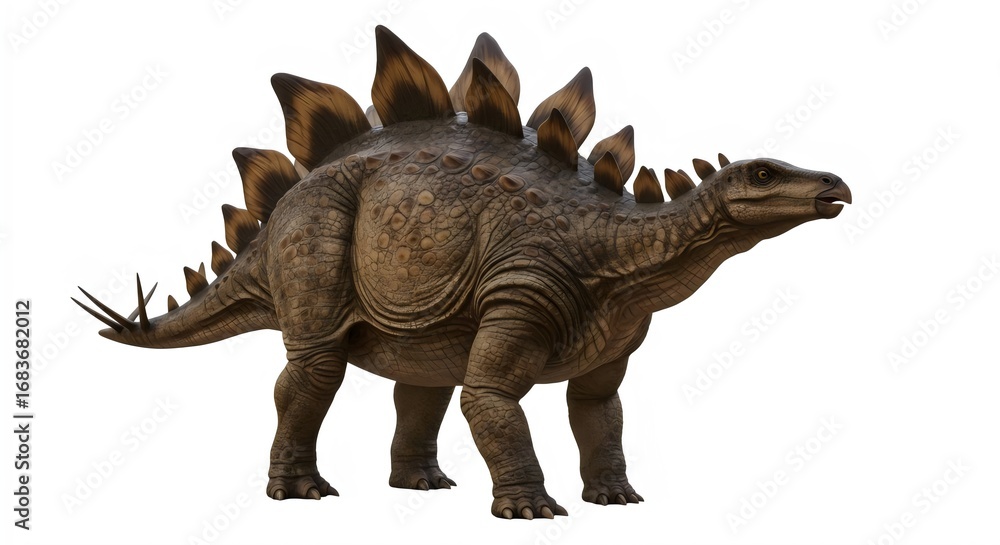 Fototapeta premium Realistic Stegosaurus Isolated on White Background for Science Education and Paleontology Projects