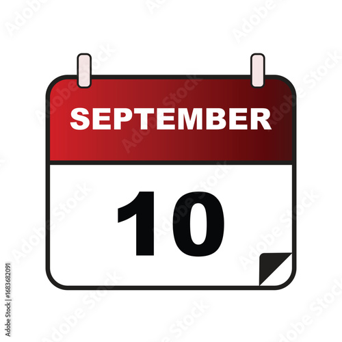 Calendar page showing september 10th on a bright blue background