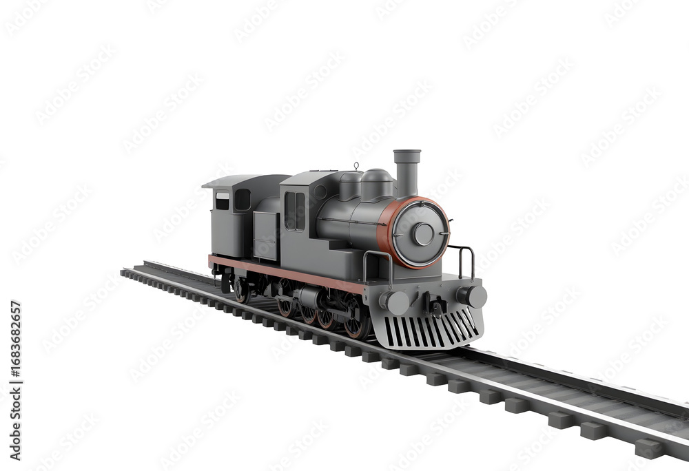 Obraz premium 3D Rendered Steam Train on Railroad Tracks