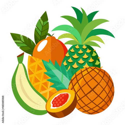 Colorful Tropical Fruit Collection – Flat Vector Design