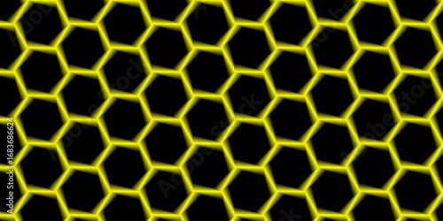 Seamless abstract vector illustration of a geometric honeycomb pattern with hexagonal metal textures. Orange or yellow seamless grunge and technology concept 3d honeycomb hexagon background. gray, art