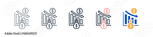 Decrease different style icons set vector illustration. 