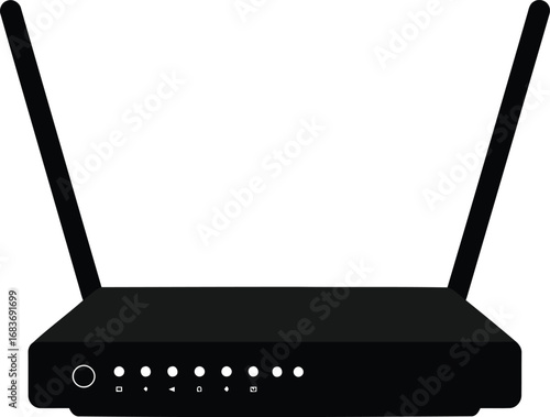 Modern wireless router with antennas for home internet and wi-fi connectivity vector