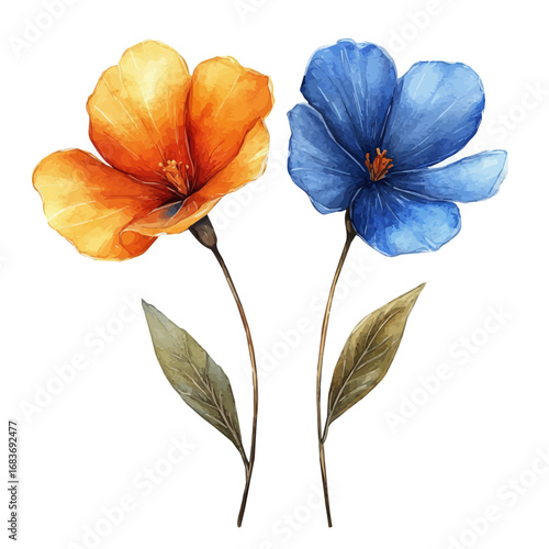 Wallpaper Mural Summer Flowers, watercolor vector, isolated on a white background. Torontodigital.ca