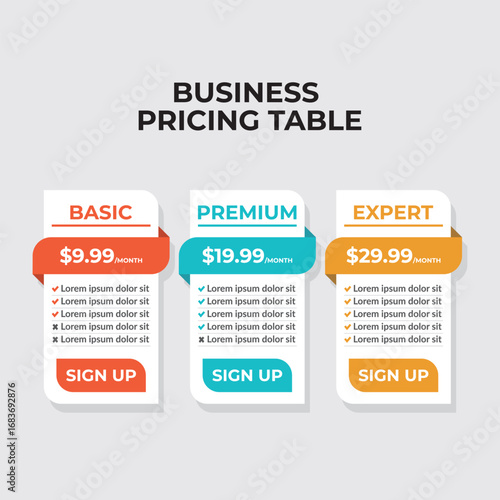 Subscription Pricing Infographic, Stylish pricing table template for business and offers.