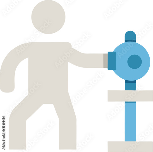 3d white figure operates industrial valve symbol vector illustration eps icon transparent background