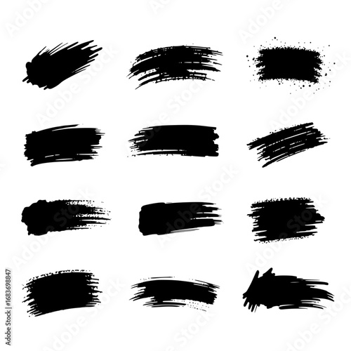 A collection of abstract brush strokes, offering a dynamic array of textures and shapes. The image showcases the beauty of raw artistry and the possibilities of design. vector illustration