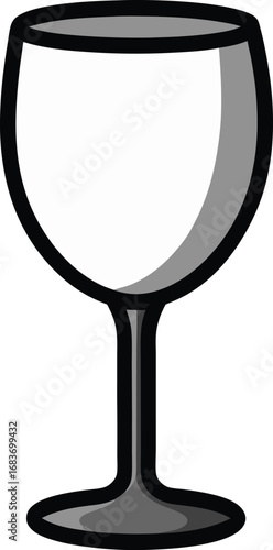 Clear empty wine glass vector illustration for beverage and celebration designs transparent background