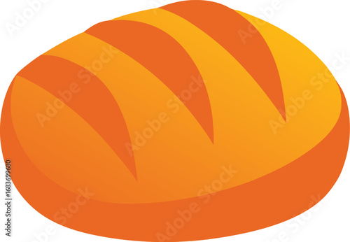 Rustic loaf of bread vector illustration freshly baked food graphic transparent background