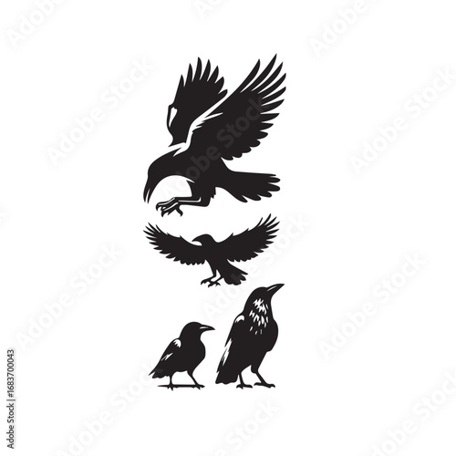 crow set silhouette tattoo,crow set silhouette png ,crow set silhouette flying ,crow set silhouette images	

