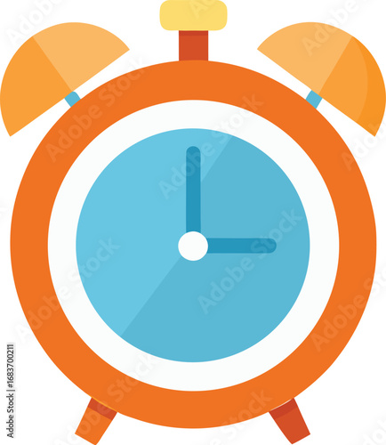 Retro alarm clock vector illustration icon for vintage timekeeping design transparent background