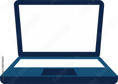Modern slim laptop computer open display screen vector illustration transparent background