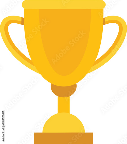 Shiny gold trophy cup with handles vector illustration for champions and winners transparent background