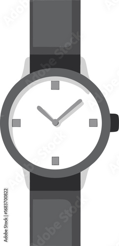 Elegant silver wristwatch with leather strap vector illustration for modern timekeeping and fashion concepts transparent background