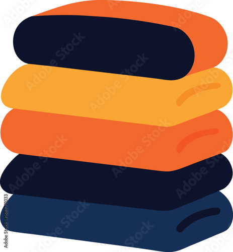 Stack of folded towels neat clean linen bath home textile vector illustration transparent background