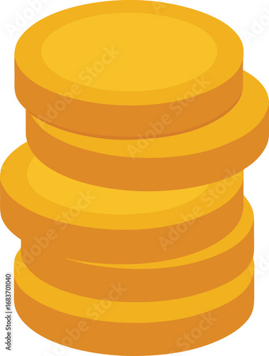 Stack of golden coins vector illustration graphic asset transparent background
