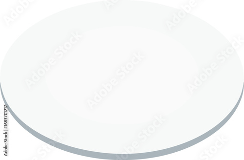Clean white ceramic dinner plate vector illustration isolated transparent background