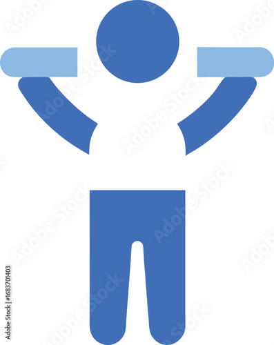 Blue humanoid figure holding 100 percent bar vector illustration transparent background