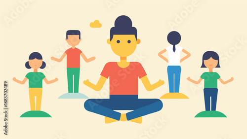 Yoga for Kids, vector illustration of a man and woman,  Yoga 