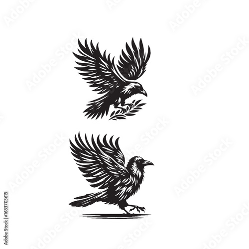 crow set silhouette tattoo,crow set silhouette png ,crow set silhouette flying ,crow set silhouette images	
