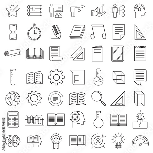 Book Line Icons Editable Stroke, Book line vector icon set. The set contains icons: Book, Audiobook, E-Reader, Studying, Tutorial, Personal Organizer, Diary, Reference Book.