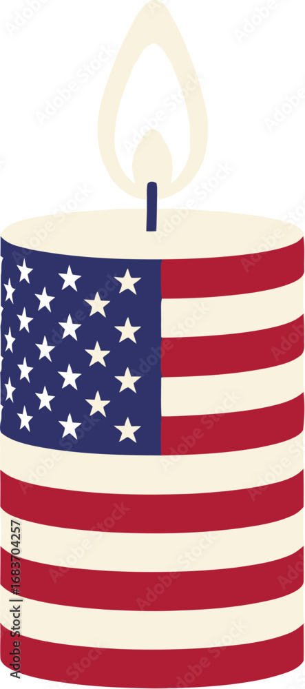 Fototapeta premium Patriotic candle burning bright, honoring American spirit and remembrance