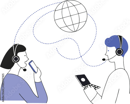 Global customer support team connecting across continents with innovative technology and personalized assistance solutions